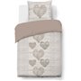 Parure Housse de couette - VISION - Alice - 140 x 200 cm - 1 taie assortie 65 x 65 cm - Beige -  100% coton