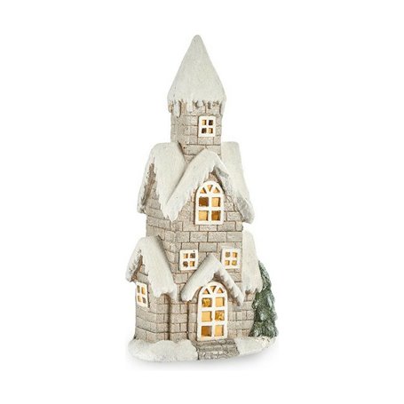 Figurine Décorative Maison Noël Lumière LED Musique Gris Blanc Vert Magnésium 15 x 53 x 25 cm