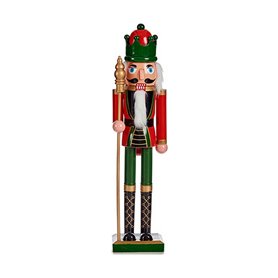 Figurine Décorative Casse-Noisette Musique Mouvement Rouge Vert Extensible Plastique