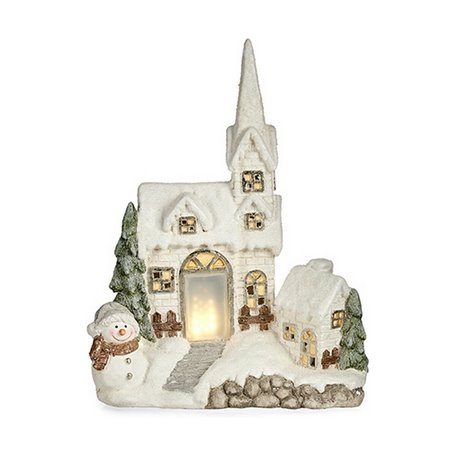 Figurine Décorative Noël Lumière LED Maison 18 x 54 x 42 cm Blanc Polyrésine