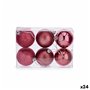 Lot de boules de Noël Rose PVC Ø 8 cm (24 Unités)