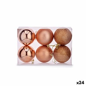 Lot de boules de Noël Cuivre Plastique 8 x 9 x 8 cm (24 Unités)