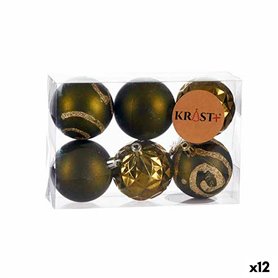 Lot de boules de Noël Vert Plastique Ø 6 cm (12 Unités)