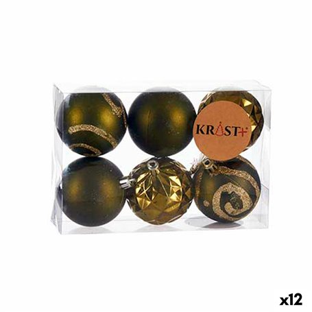 Lot de boules de Noël Vert Plastique Ø 6 cm (12 Unités)