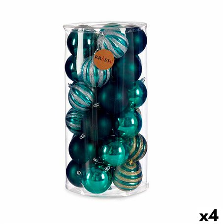 Lot de boules de Noël Bleu PVC 8 x 9 x 8 cm (4 Unités)