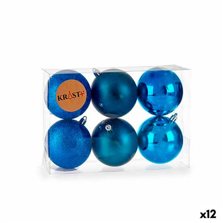 Lot de boules de Noël Bleu Plastique 7 x 8 x 7 cm (12 Unités)