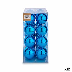 Lot de boules de Noël Bleu Plastique 8 x 9 x 8 cm (12 Unités)