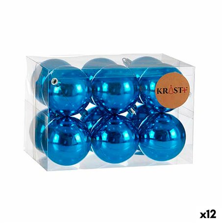 Lot de boules de Noël Bleu Plastique Ø 7 cm (12 Unités)