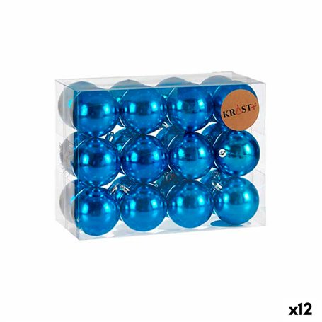 Lot de boules de Noël Bleu Plastique (12 Unités)