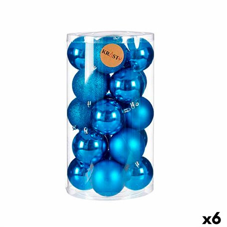 Lot de boules de Noël Bleu Plastique 8 x 9 x 8 cm (6 Unités)