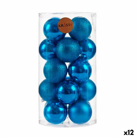 Lot de boules de Noël Bleu PVC (12 Unités)