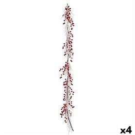 Guirlande de Noël Branche Blanc Rouge Plastique 180 x 14 cm (4 Unités)