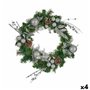 Couronne de Noël Vert Argenté 60 x 13 x 60 cm (4 Unités)