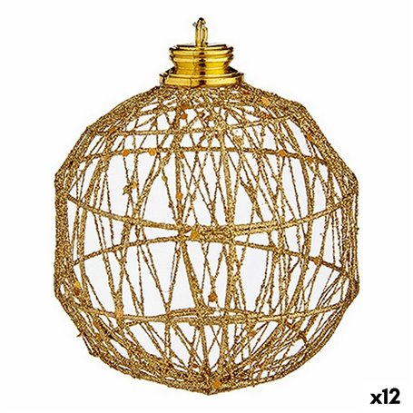 Lot de boules de Noël Découpé 10 cm Doré Métal (12 Unités)