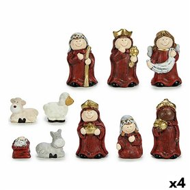 Lot Personnage de Noël Rouge Doré Céramique (4 Unités)