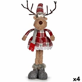 Figurine Décorative Cerf Blanc Marron Rouge Gris 16 x 57 x 22 cm (4 Unités)