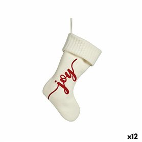 Décorations de Noël Joy Chaussette de Noël Blanc Tissu 28 x 4 x 46 cm (12 Unités)