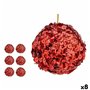 Lot de boules de Noël Paillettes Rouge Plastique 10 x 10 x 10 cm (8 Unités)