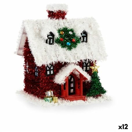 Figurine Décorative Maison guirlande Blanc Rouge polypropylène PET 19 x 24