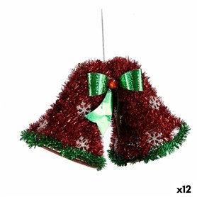 Décorations de Noël Pendentif Cloches guirlande Rouge Vert 21 x 14 x 10 cm (12 Unités)