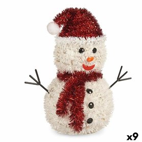 Figurine Décorative Bonhomme de Neige guirlande Blanc Rouge polypropylène PET 24 x 26 x 14 cm (9 Unités)