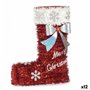 Figurine Décorative Chaussette de Noël guirlande Blanc Rouge polypropylène PET 18 x 23 x 8 cm (12 Unités)