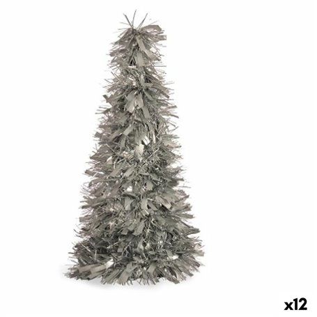 Figurine Décorative Sapin de Noël guirlande Argenté polypropylène PET 27 x 45