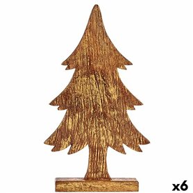 Figurine Décorative Sapin de Noël Doré Bois 5 x 39 x 22 cm (6 Unités)