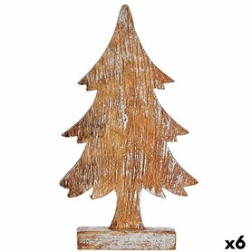 Figurine Décorative Sapin de Noël Argenté Bois 5 x 31 x 15 cm (6 Unités)