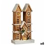 Figurine Décorative Lumière Maison Blanc Marron Bois 25 x 46 x 9 cm (6 Unités)