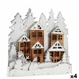 Figurine Décorative Lumière ville Blanc Marron Bois 44 x 44