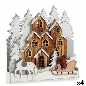 Figurine Décorative Lumière ville Blanc Marron Bois 44 x 44