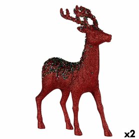 Figurine Décorative renne de noël Rouge Plastique 15 x 45 x 30 cm (2 Unités)