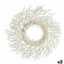 Couronne de Noël Branche Blanc Plastique 50 x 10 x 50 cm (2 Unités)