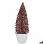 Figurine Décorative Sapin de Noël Rose Doré Plastique 9 x 28 x 9 cm (6 Unités)