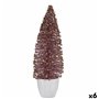 Figurine Décorative Sapin de Noël Rose Doré 10 x 33 x 10 cm (6 Unités)