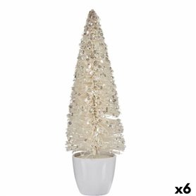 Figurine Décorative Sapin de Noël Blanc Plastique 10 x 33 x 10 cm (6 Unités)