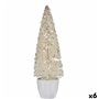 Figurine Décorative Sapin de Noël Blanc Plastique 10 x 33 x 10 cm (6 Unités)