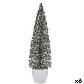 Figurine Décorative Sapin de Noël Argenté Plastique 10 x 38 x 10 cm (6 Unités)