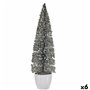 Figurine Décorative Sapin de Noël Argenté Plastique 10 x 38 x 10 cm (6 Unités)