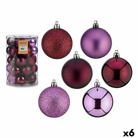 Lot de boules de Noël Violet Plastique 6 x 7 x 6 cm (6 Unités)