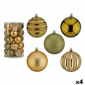 Lot de boules de Noël Vert Doré PVC 8 x 9 x 8 cm (4 Unités)