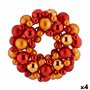 Couronne de Noël Balles Rouge Orange PVC 35 x 10 x 35 cm (4 Unités)