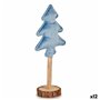 Sapin de Noël Polyester Bleu Bois 9