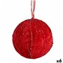 Lot de boules de Noël Polyester Rouge 8 x 8 x 8 cm (6 Unités)