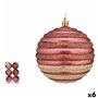 Lot de boules de Noël Cercles Rose Plastique 10 x 11 x 10 cm (6 Unités)