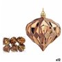 Lot de boules de Noël Diamant Marron Plastique 8 x 9 x 8 cm (12 Unités)