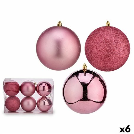 Lot de boules de Noël Rose PVC Ø 12 cm (6 Unités)