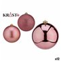 Lot de boules de Noël Rose PVC 10 cm (12 Unités)