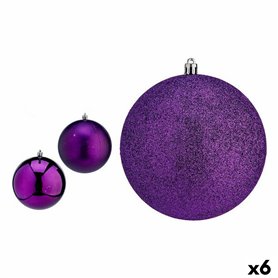 Lot de boules de Noël Violet PVC Ø 12 cm (6 Unités)